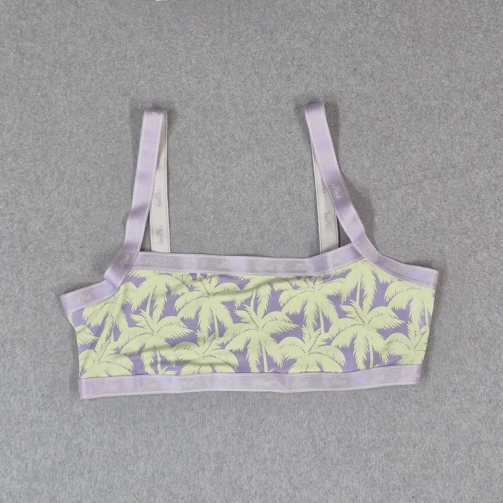 PINK Victoria's Secret Women Bra Large Purple Floral Bralette Wireless Strap